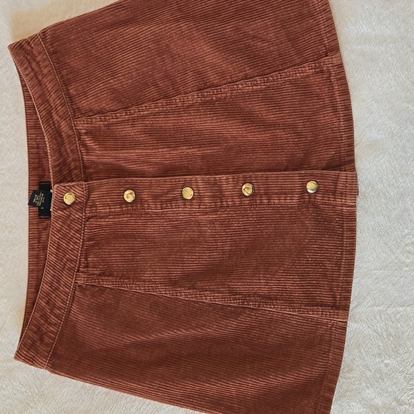 Forever 21 M Corduroy Mini Skirt Brown Casual Skater Boho Indie Femme Flirty Fab - Picture 3 of 7